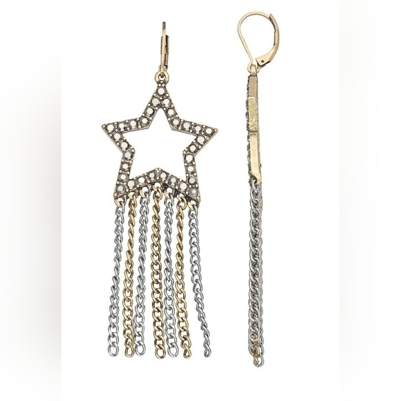Vera Wang Crystal Rhinestone Celestial Chain Drop Earrings NWT - Picture 3 of 6